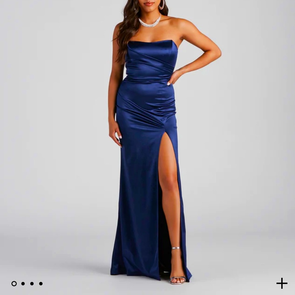 Navy Blue Floor-Length Dress